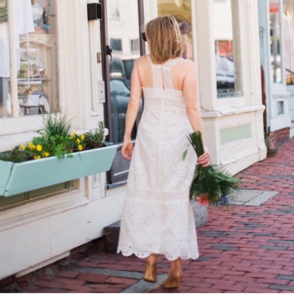 J. Crew Collection Ivory Austrian Eyelet Lace Midi Dress - Picture 4 of 15